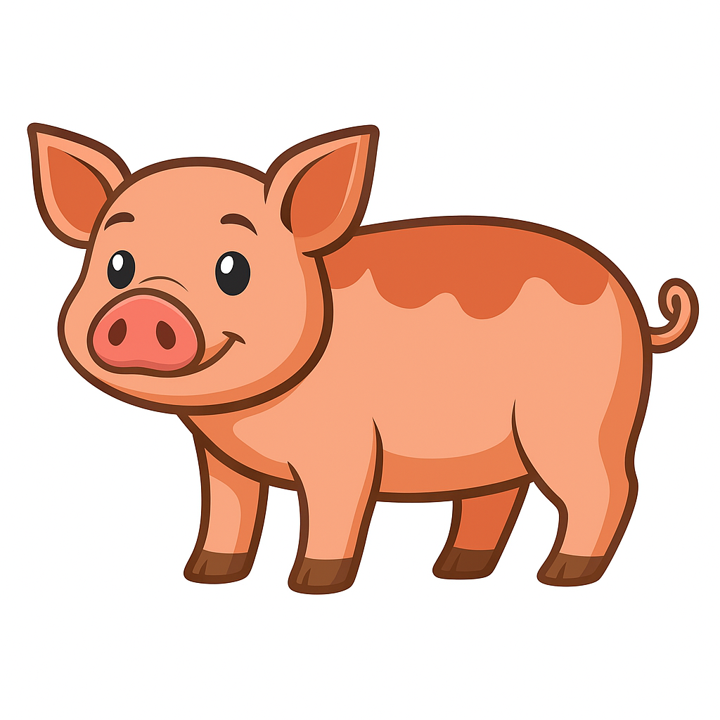 Cerdo rosado en el corral