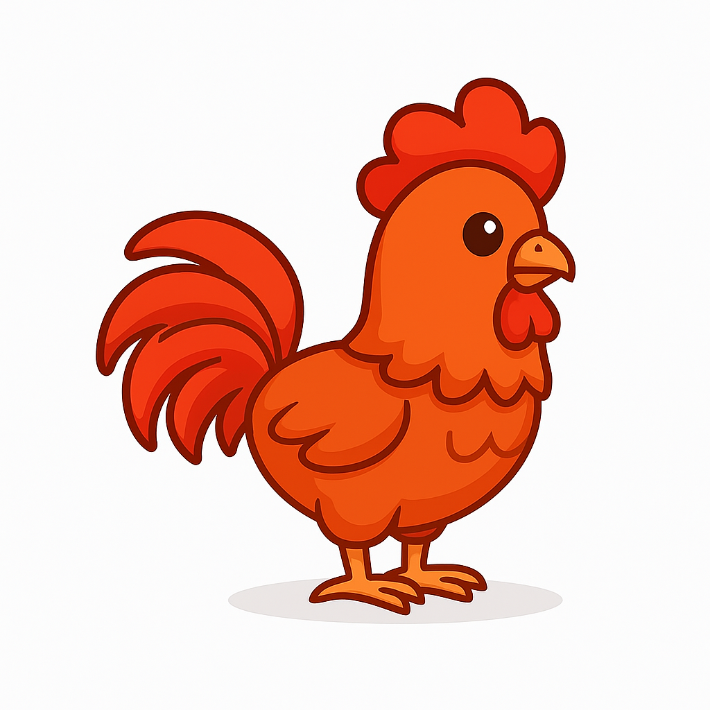 Gallina roja en la granja